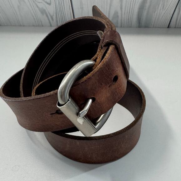 Vintage Fossil Leather Belt Silver Brown/Cognac Buckle Large 40 - Picture 1 of 6